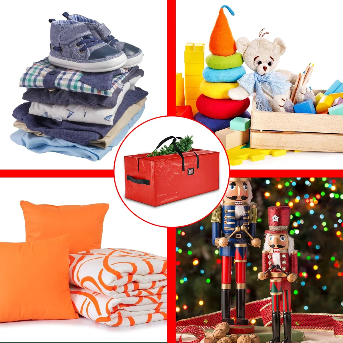 Custodia per Albero di Natale,Impermeabile con Manici e cerniera, sacco Borsa Grande e Resistente, porta albero di natale165x38x76 cm(rosso)