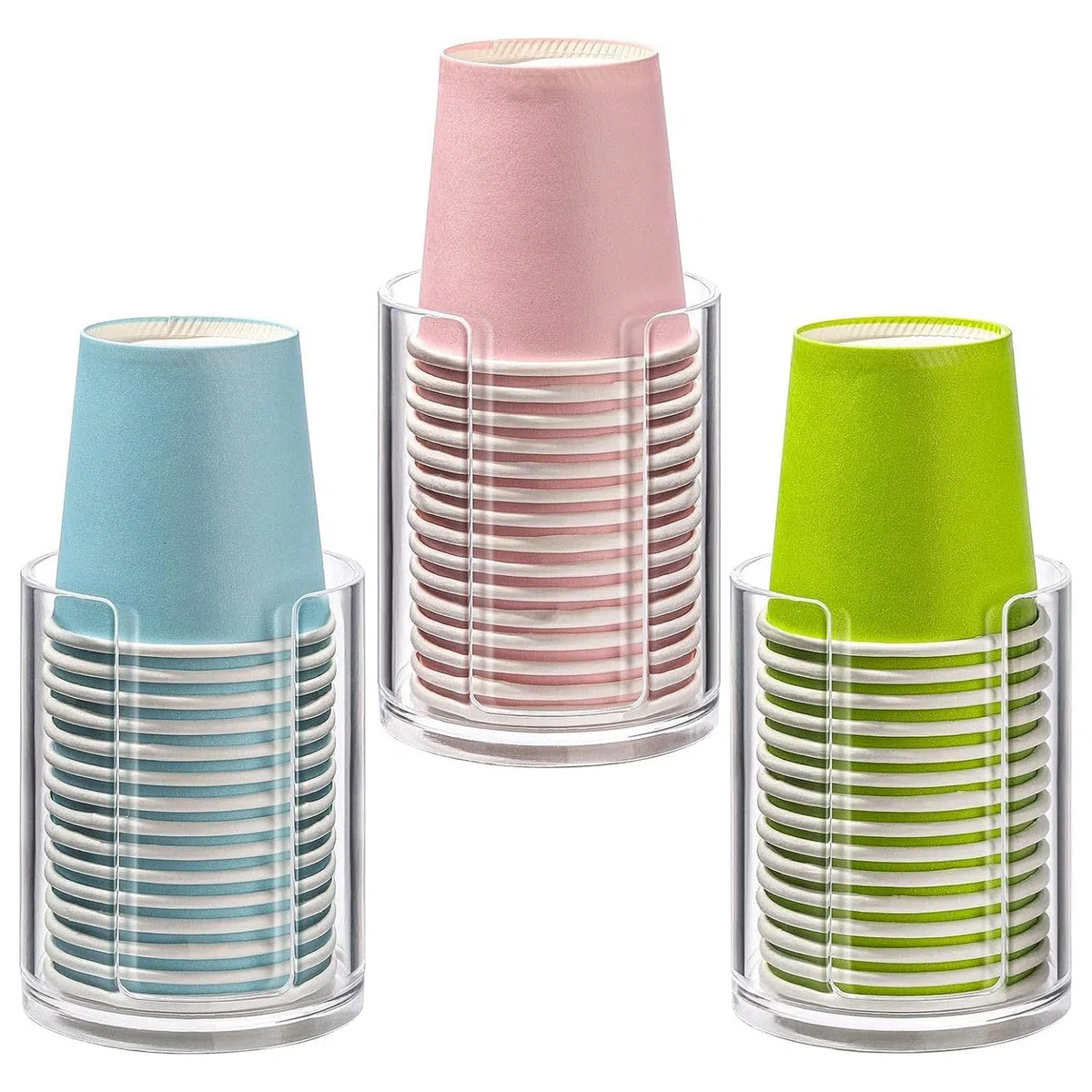Dispenser per Tazze da Bagno da 3 Pezzi, Portabicchieri per Collutorio da 3 Oz, da Appoggio, Piccoli Portabicchieri di Carta USA e Getta in Plastica Durevoli