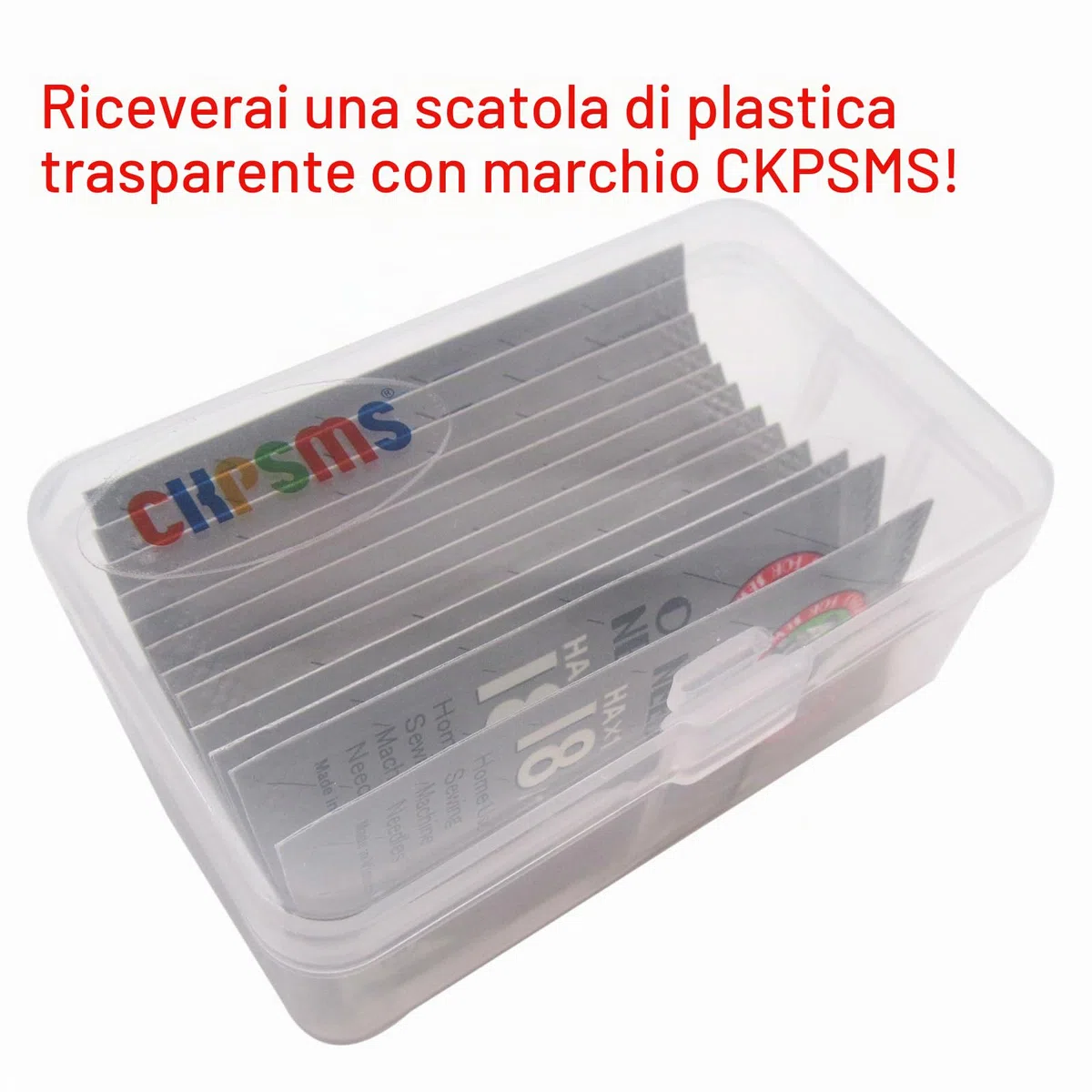 ckpsms Aghi per Organ in Scatola plastica Trasparente Aghi per Cucire Organ-HAX1-60pz Aghi per Cucire Compatibile con/Sostituzione per Singer Marca Brother Marca(Organ-HAX1#9#11#12#14#16#18 60PCS)