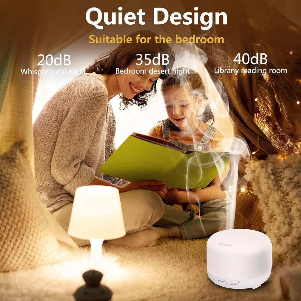 SQUADO Diffusore aromi Oli Essenziali da 500 ml con illuminazione LED 7 colori e timer, umidificatore per casa, camera da letto, soggiorno, bagno, ufficio, Yoga Spa