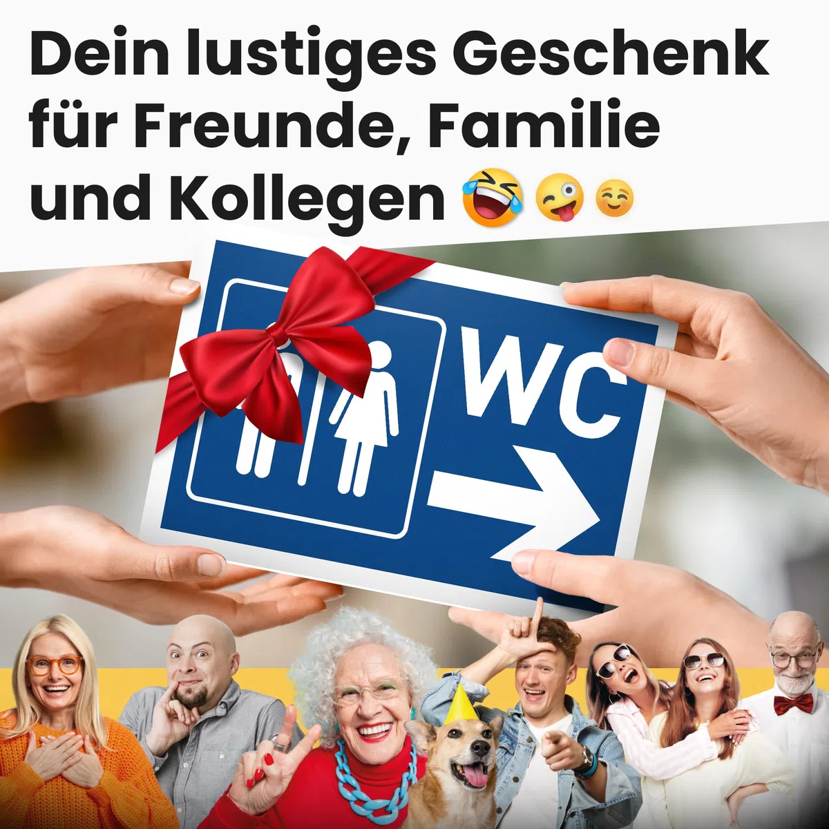 DankeDir Cartello per wc a forma di freccia, 30 x 20 cm, in plastica, per il bagno, per gli ospiti