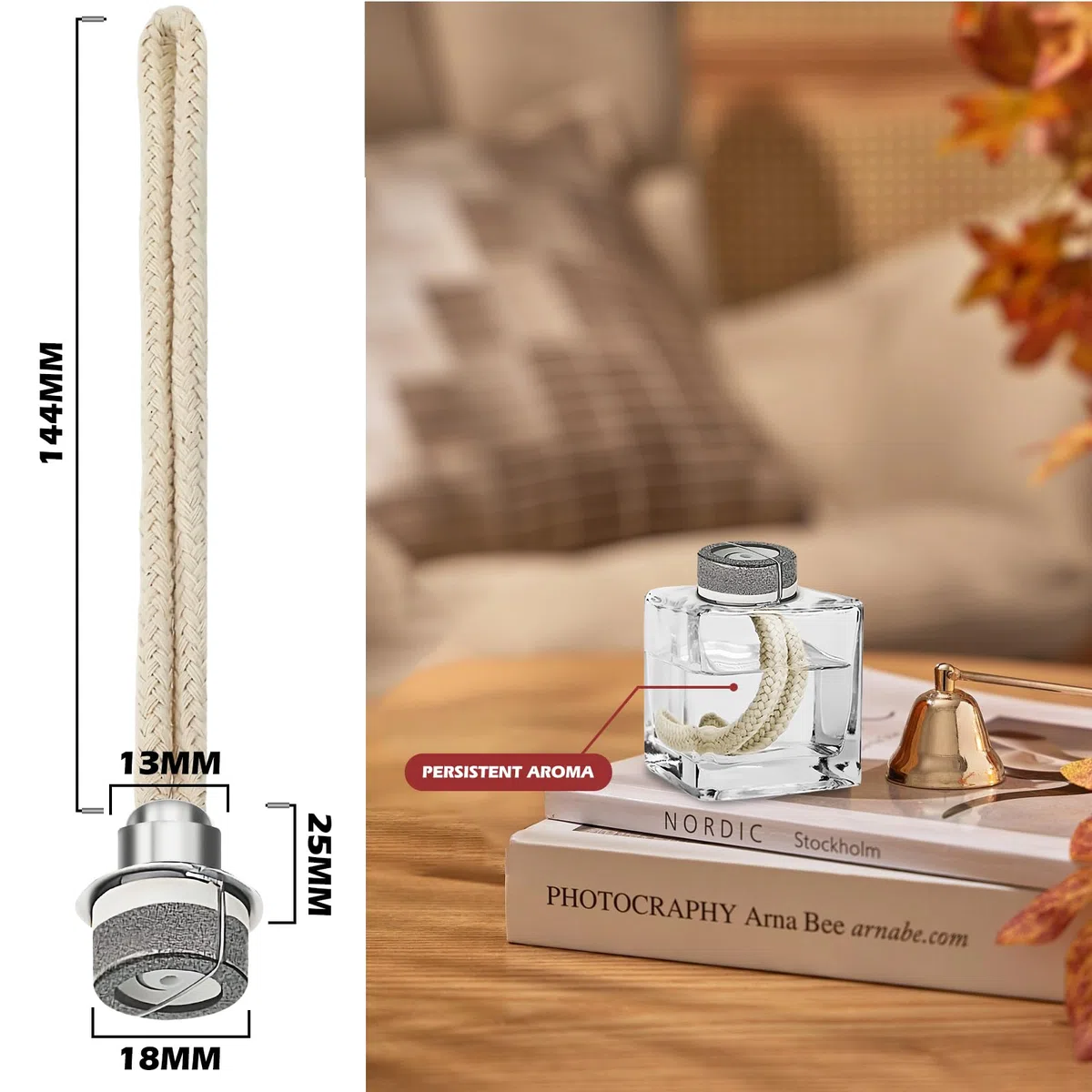 Set di 4 stoppini di ricambio per lampada a olio con bruciatore catalitico, per migliorare l'aria ambiente, decorazione della casa, 18 cm (argento)