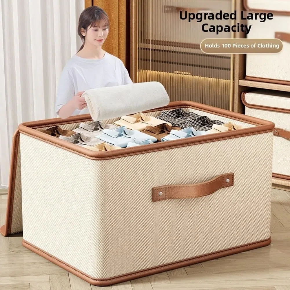 Contenitore in tessuto Oxford con coperchio ribaltabile, per vestiti, trapunte, biancheria e organizzazione della casa, design pieghevole (C)