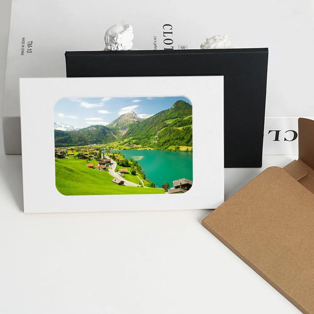 40 Pezzi Custodie Protettive per Carte, Scatole di Carta Pieghevoli, Bianco, 15.1 x 10.8 x 0.5cm, Buste di carta kraft, con Finestra per Conservazione di Cartoline,Fotografie,Biglietti d'auguri