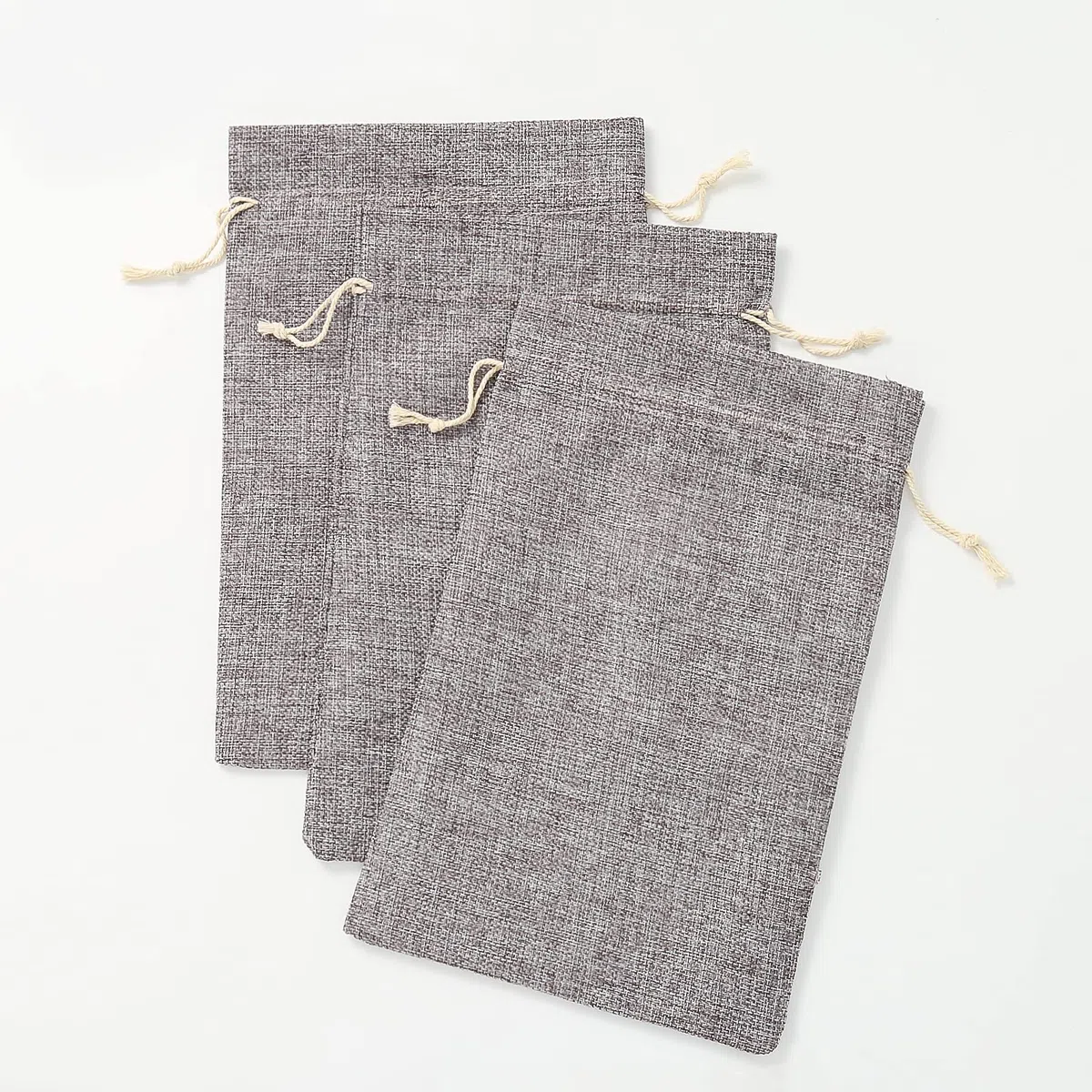 HERZWILD 12pz Borse di Tela con cordone di Sacco di Lino Sacchi di Lino 20x30cm Sacchetti Juta con Coulisse per calendario dell'Avvento (grigio)