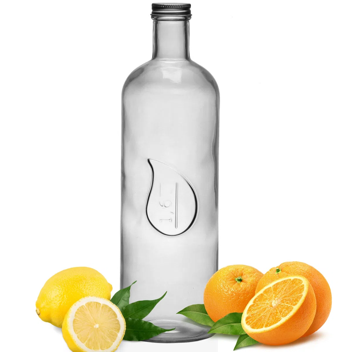 Bottiglia di vetro per acqua, bottiglia vetro 1 litro, 1600ml, Caraffe succhi per frigorifero, brocca caraffa per bevande fredde (TRANSPARENTE 1,6 LITRI)