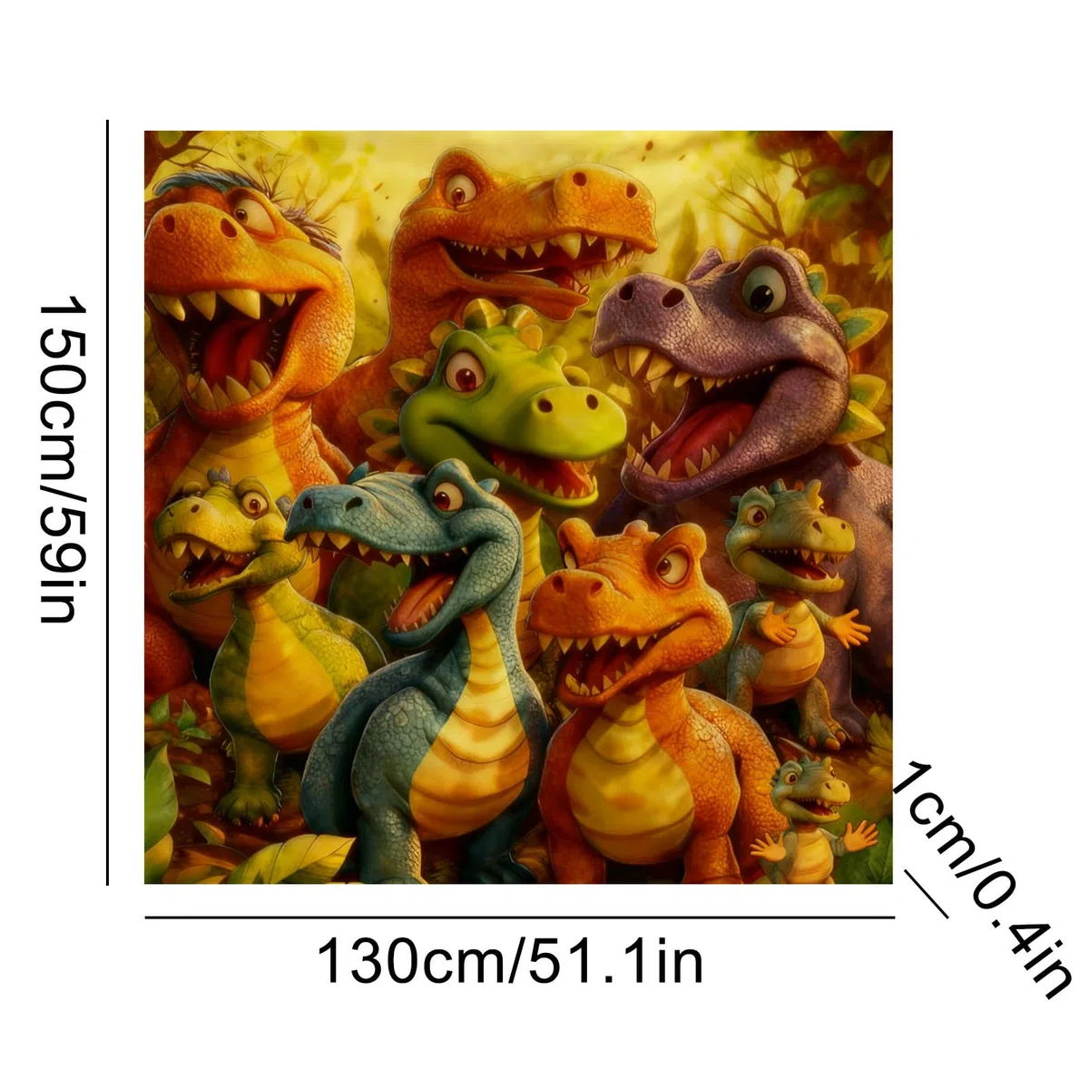 Coperta In Flanella Con Dinosauri Sorridenti ,Stampa Digitale Ad Alta Definizione Motivo Dinosauro,150x130 cm Morbida Coperta In Flanella Con Stampa Animali | per , Divano, Angolo Lettura, Camera da ,