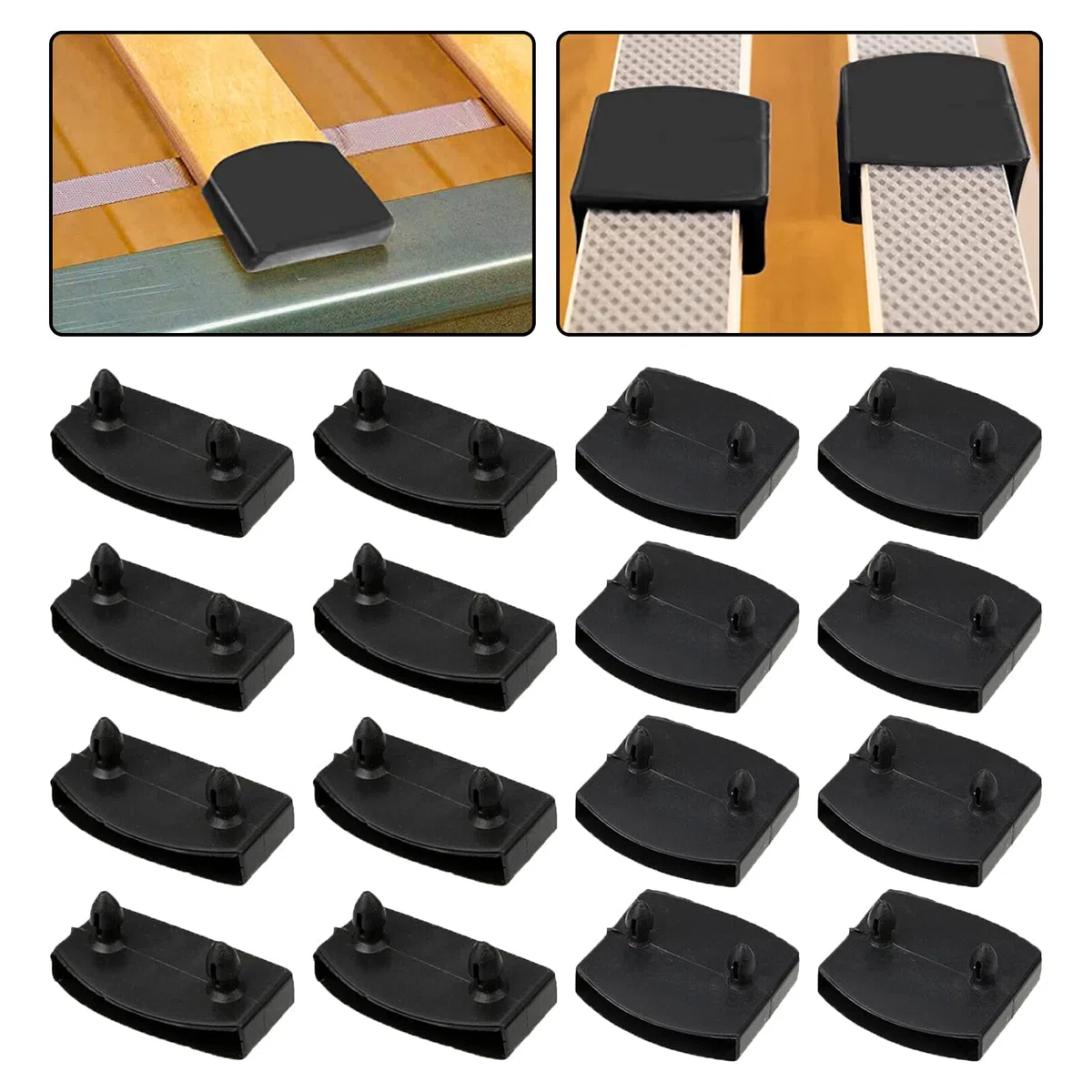hifrom Supporti per rete a doghe, 36 pezzi, supporti laterali da 53 mm, per letti, accessori di collegamento singolo, letto matrimoniale, nero (36)