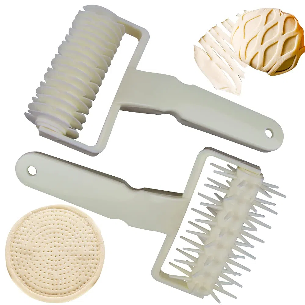 Rullo per Pasticceria e Reticolo, 2 Pezzi Rullo di Pasticceria Reticolo Cucina, Tagliapasta a Reticolo, Pizza Pasticceria Roller, Strumento della Cottura della Cucina (Rullo+Perno del Rullo)