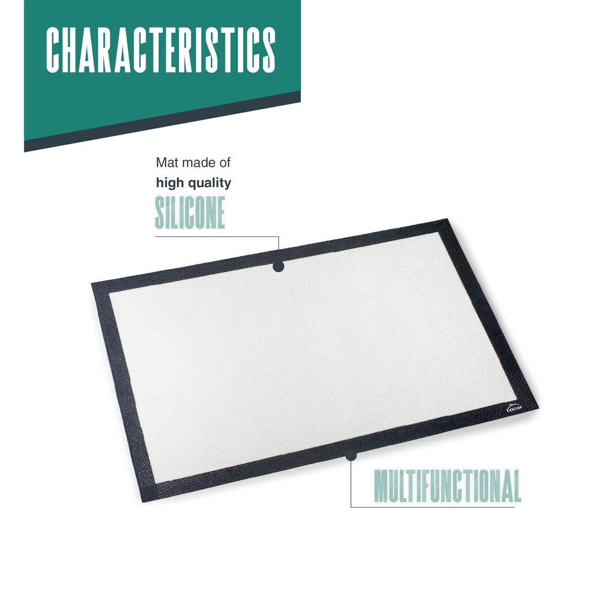 Lacor - 66796 - Tappetino microforato, senza BPA, non adesivo e riutilizzabile, resistente al calore e al freddo, adatto al forno e al congelatore, ideale per la cottura al forno, silicone, 60x40 cm