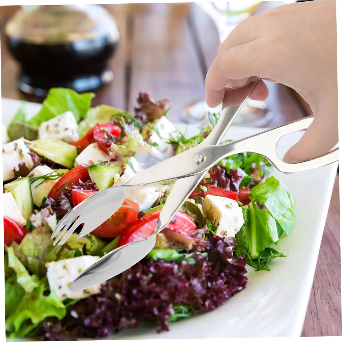 PRETYZOOM Pinze per Insalata Acciaio Inossidabile con Manico Forbice Utensili Eleganti per Servire Insalate Carni E Formaggi Argento