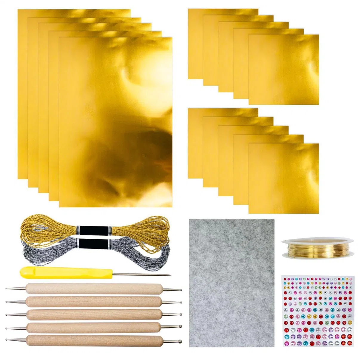 Sirseon Fogli di alluminio per artigianato - Rotoli di metallo lucido spesso per artigianato - Accessorio dorato lucido con effetto scintillante per pittura artistica da bambini e adulti