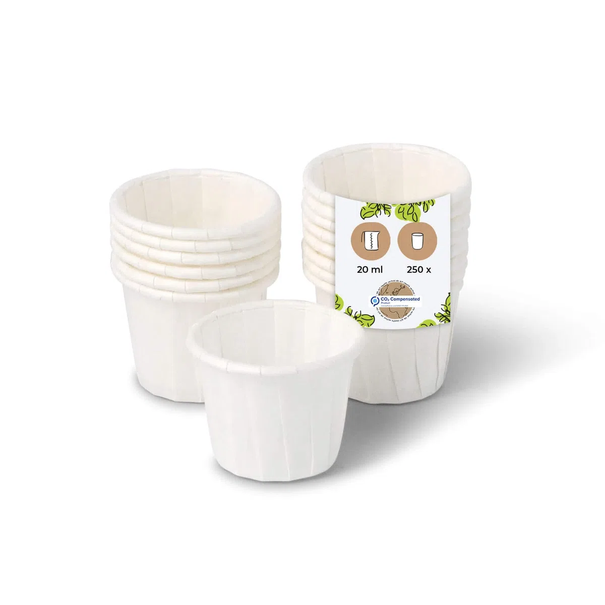 BIOZOYG Contenitori di carta 20 ml bianchi I Ciotola sostenibile per salse e condimenti I Coppa bianca in carta cerata I biodegradabili e senza plastica I in materiali riciclati I 250 pezzi