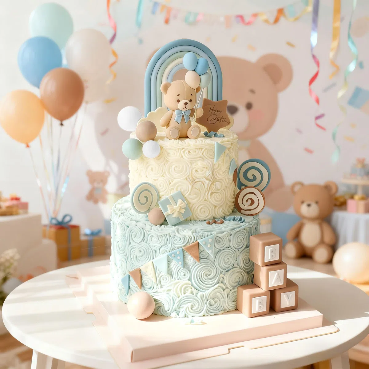 decorazione torta orso palline torta orso festa bebe compleanno blu