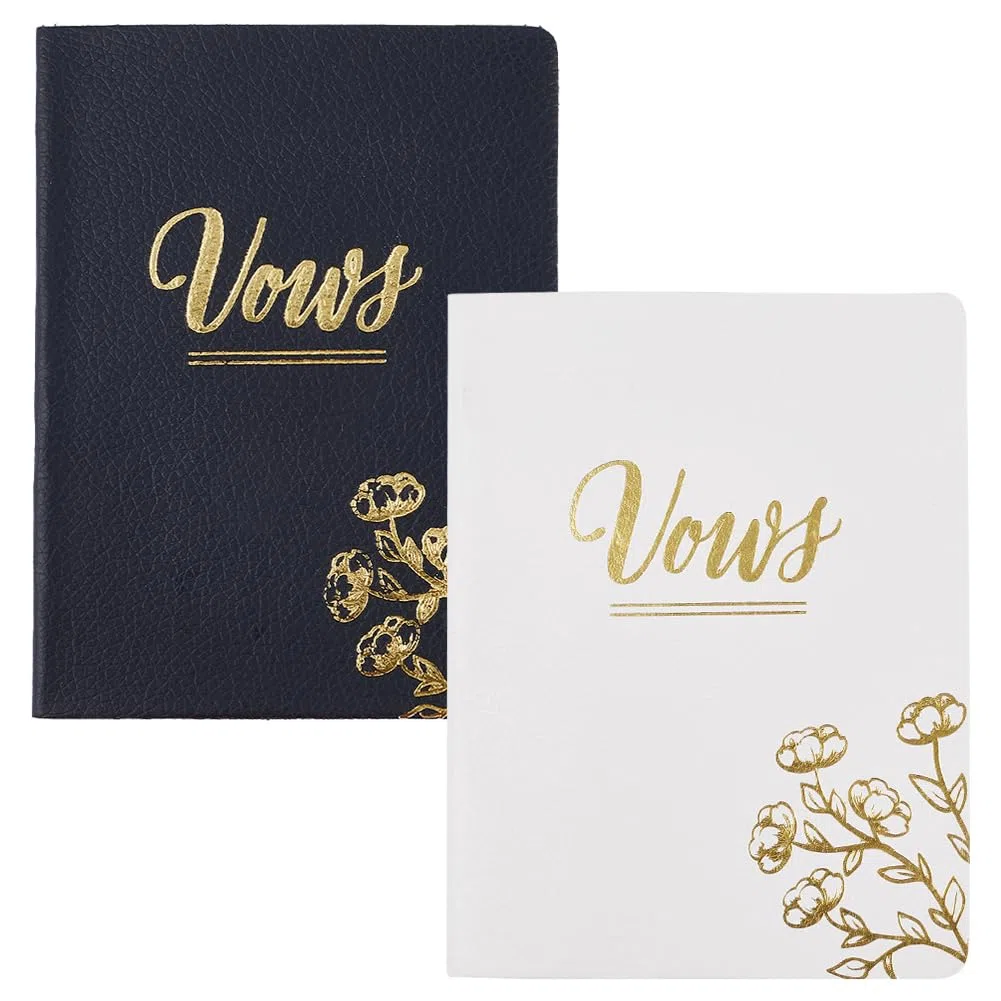 GORGECRAFT 2 pezzo Libri per Voti Nuziali In Pelle con Scritte In Lamina D'Oro e Fiori Libretti per Voti Nuziali Da 3.9x5.2 pollici Libri Degli Ospiti per Matrimoni Elementi Essenziali per La Cerimoni