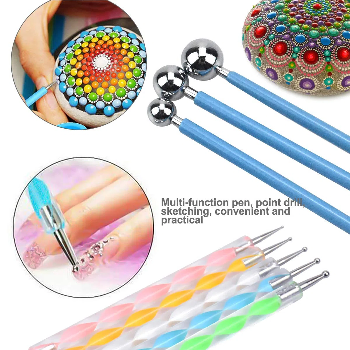 Set di 30 attrezzi per mandala – Dotting stencil e strumenti per pennelli acrilici, pittura a pois, pittura fai da te, nail art, artigianato e disegno