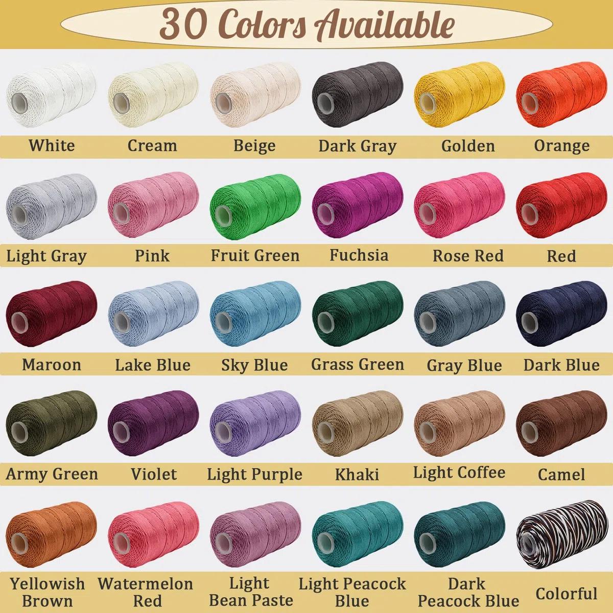 Uiopa Filo Macrame 1,5mm x 400m, Corda Macrame in Nylon Cordino per Borse Uncinetto, Filo Caffè Leggero per Ferri e Uncinetto, Fai da Te, Decorazioni, Artigianato