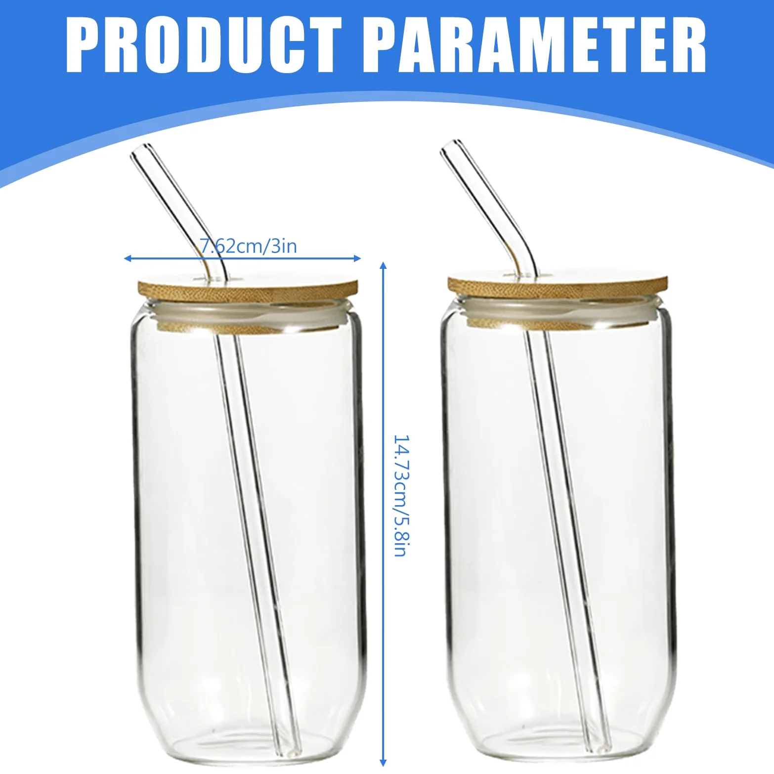 Leikurvo Set di 2 bicchieri da tè con bolle da 500 ml, con 2 coperchi, 2 cannucce e 1 spazzola, bicchieri in vetro con coperchio, bicchieri da caffè ghiacciato, per caffè, cocktail, frullati, birra