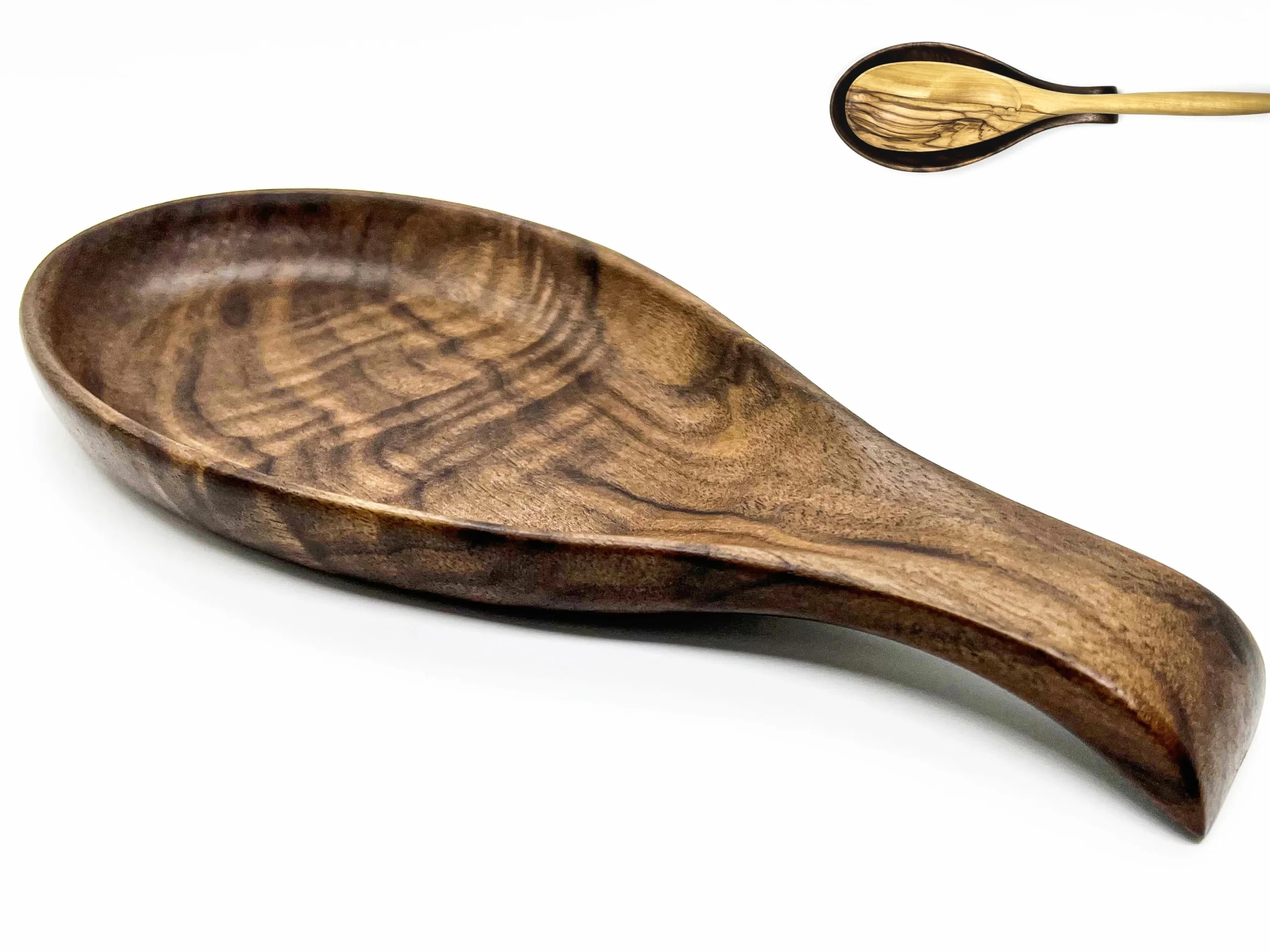 Poggia Cucchiaio In Legno, Poggia Mestoli da Cucina, Mestolo Cucina, Poggiamestolo per Conservare Utensili da Cucina, Spatole, Cucchiai, Cibo(Noce nera)