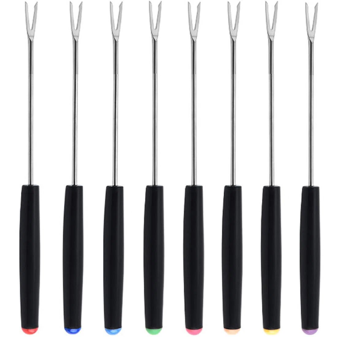 8 pcs forchette per fonduta in acciaio inossidabile 430 - posate per fonduta con 8 colori - spiedini per fonduta con manico - lavabili in lavastoviglie - manico in plastica