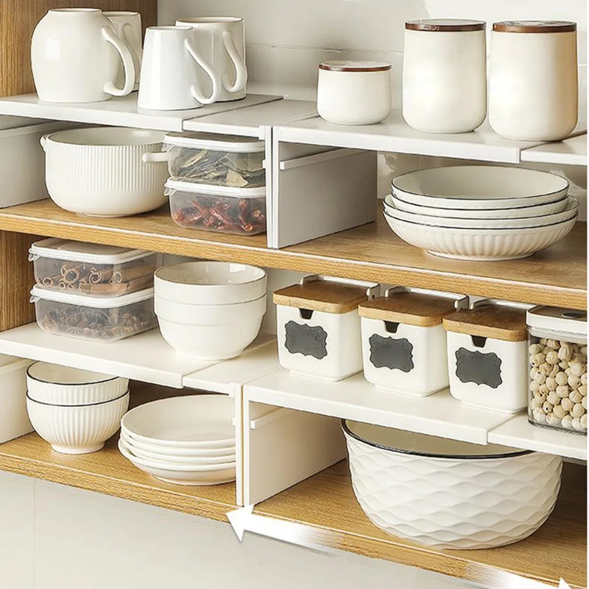 Organizzatore dello scaffale del guardaroba estensibile - deposito in metallo regolabile per ufficio bagno cucina | Supporto per impilamento non slip per armadi e piani di lavoro