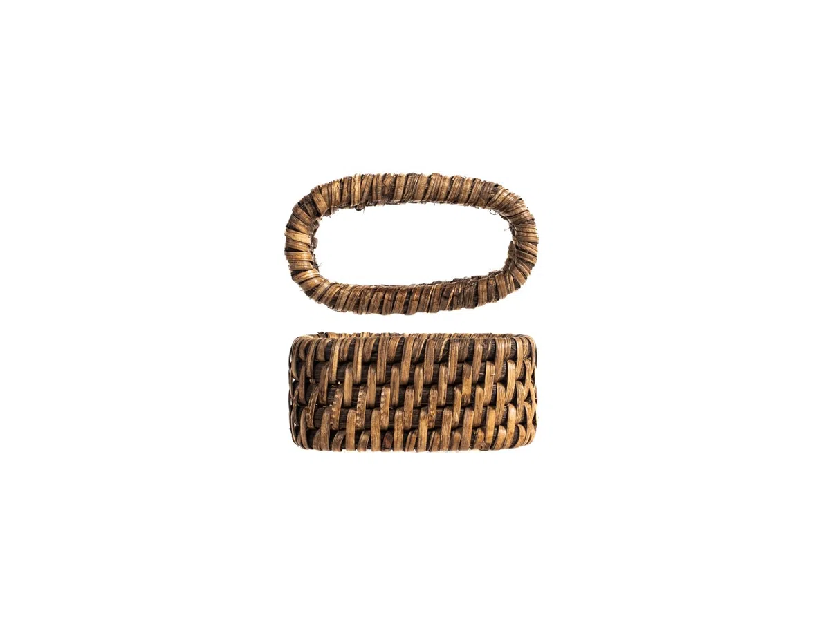 H&H Set 6 Legatovaglioli in Rattan Naturale, Portatovaglioli Decorativi 7x4x3 cm, Stile Boho e Coastal, Marrone