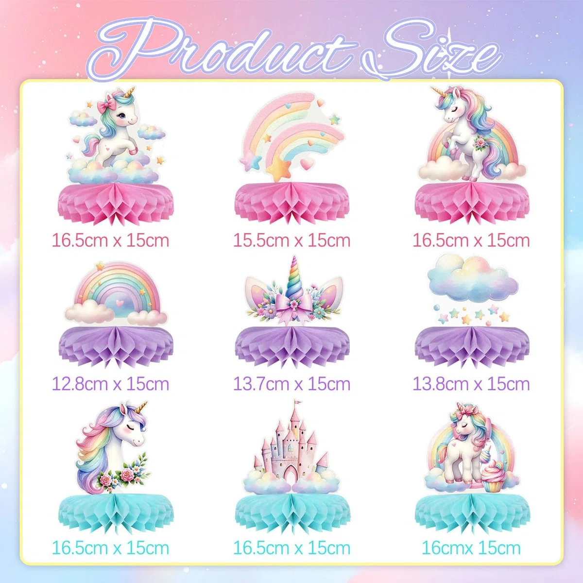 9 Pezzi Decorazioni Di Compleanno Con Unicorno, Tovaglie, Addobbi Tavola A Tema Unicorno, Arcobaleno Pastello, Favo Di Miele, Centrotavola Per Festa