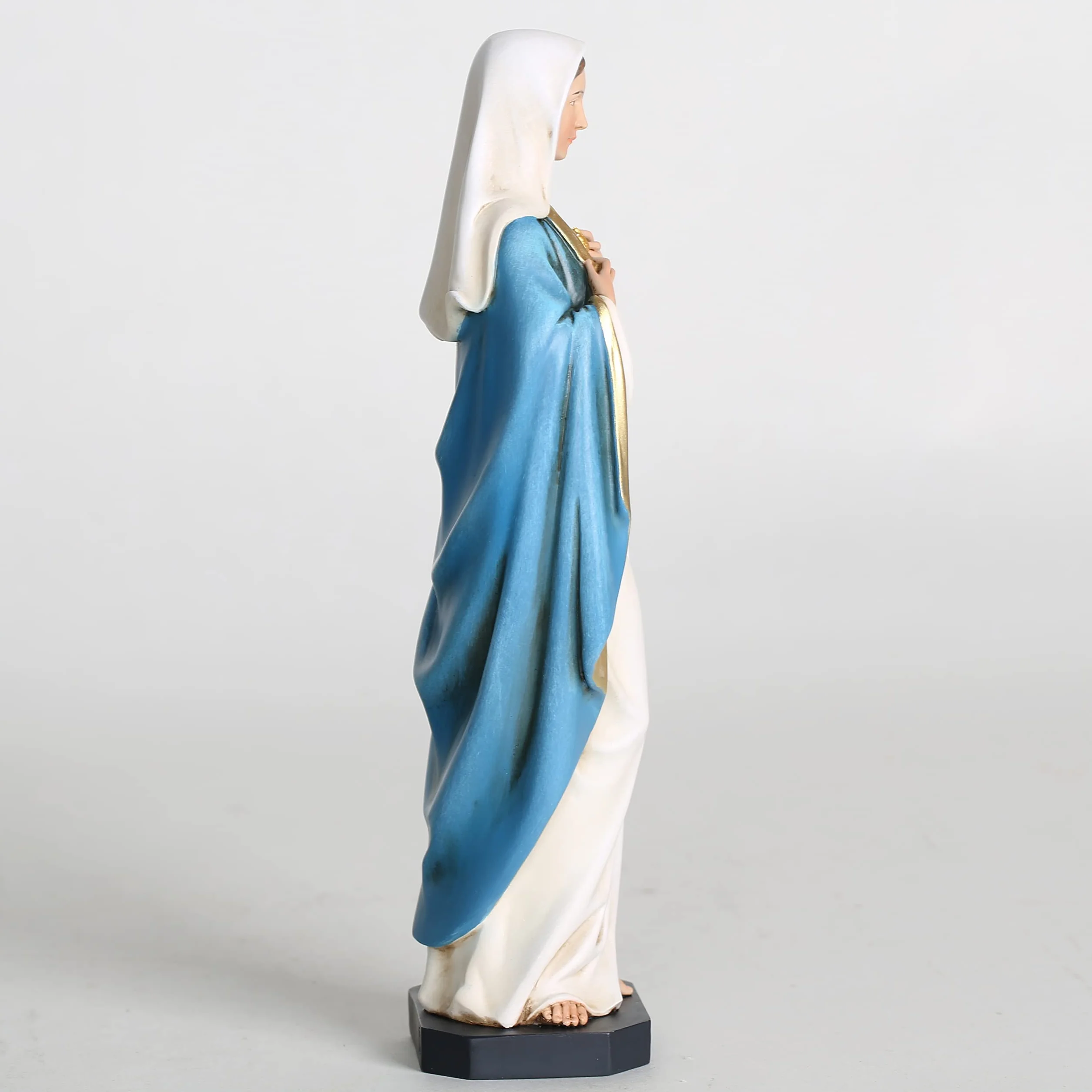 BC BUILDCLASSIC Statuetta cattolica del cuore immacolato di Maria, Beata Vergine Maria, figura materna per altare, regalo religioso per la casa, scultura rinascimentale dipinta a mano, 25,4 cm