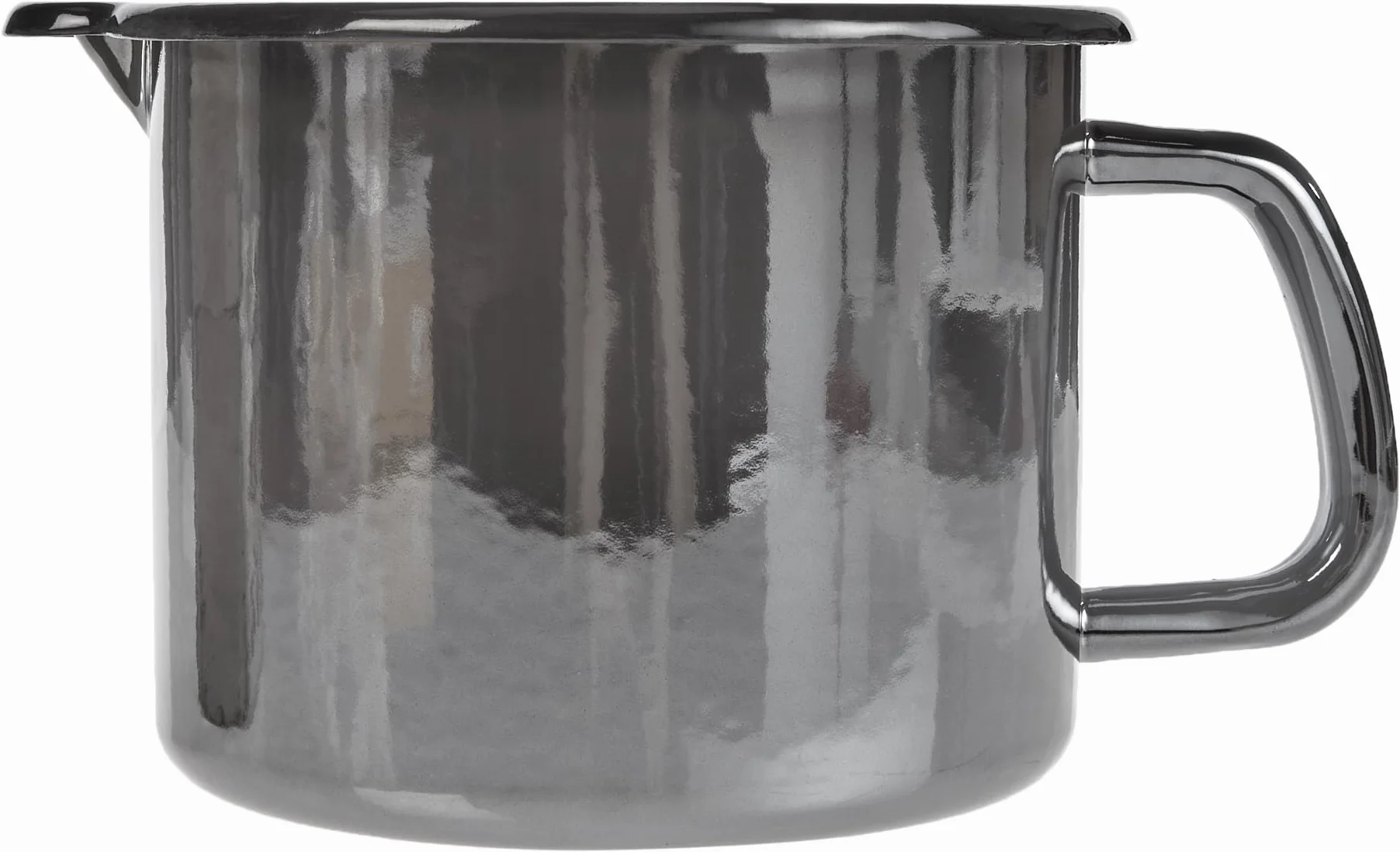 GSW 255141 Professionale Black Star Pentolino per Latte, Smalto, Nero, 14 cm