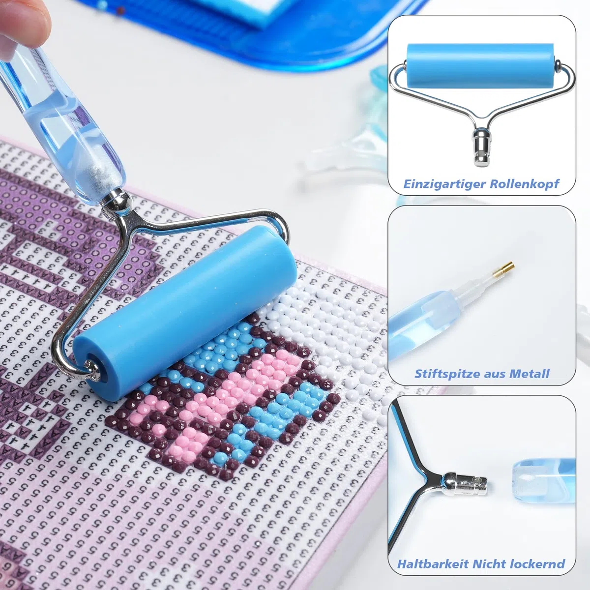 DONQL Diamond Painting Accessori Penna, Penna in Resina Penna per Pittura con Diamante, DIY Penna Diamond Painting Kit, 5D Diamond Painting Penna con 6 Teste di Penna per Embroidery e Nail Art
