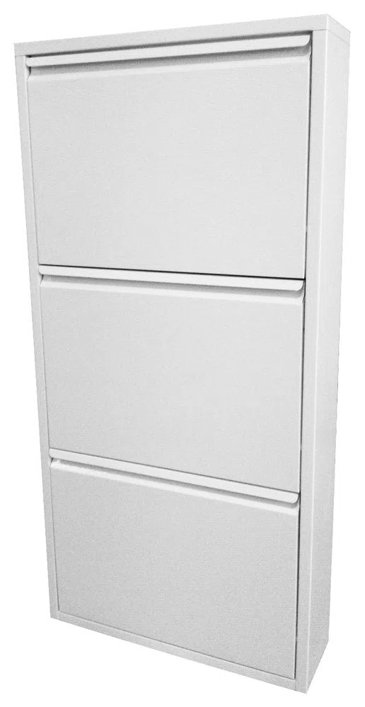 Scarpiera a 3 Ante, Metallo, Bianco