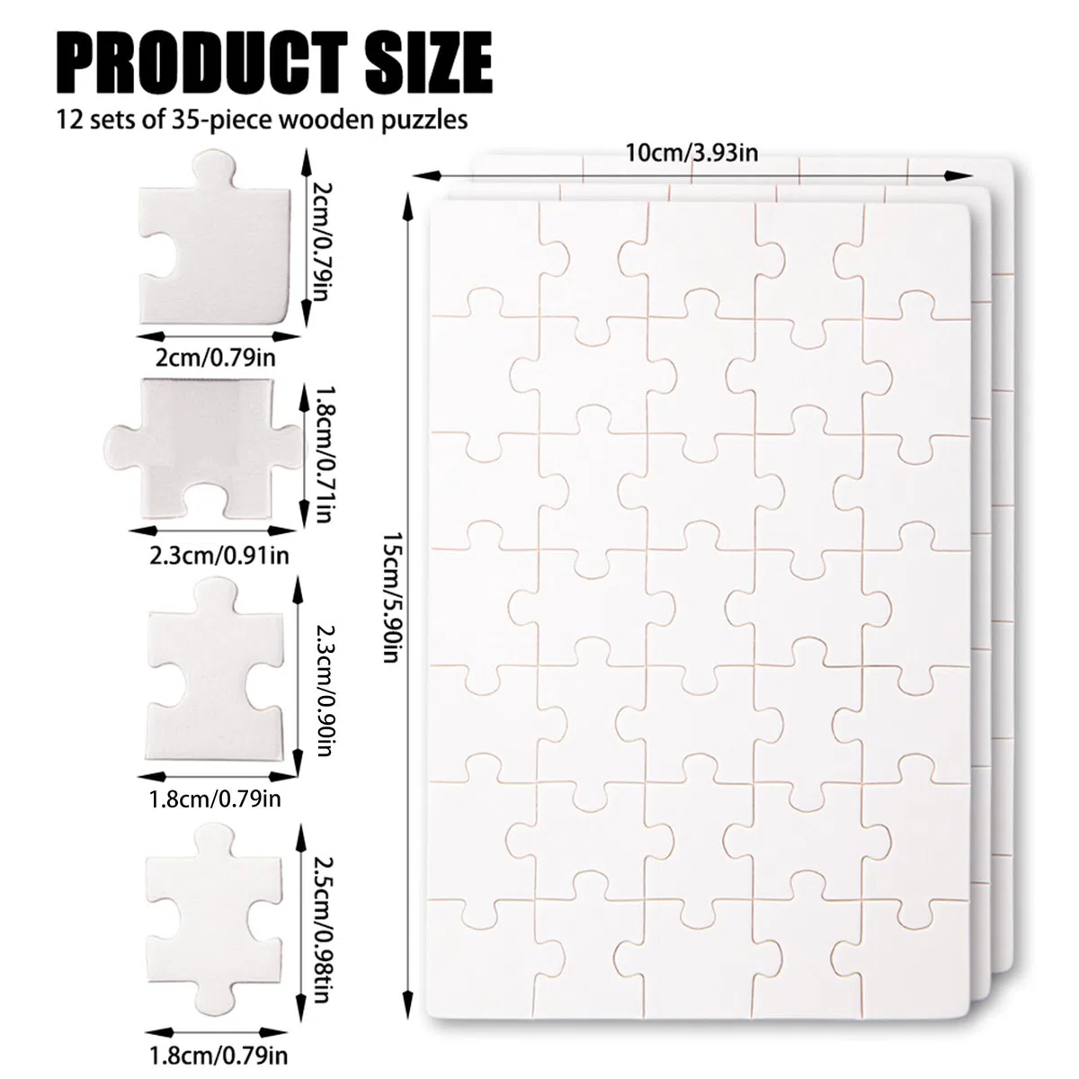 12pcs Puzzle Fai Da Te, 15x10cm Fogli Puzzle Vuoto da Disegnare, Puzzle di Cartone Vuoto, Puzzle Verniciabile per Adulti Progetti Fai da Te (35 pezzi)