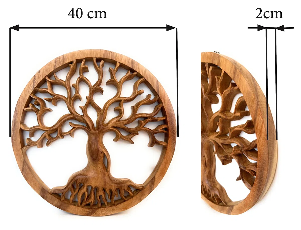 Trintura Albero della vita in legno, 40 cm, decorazione da parete in legno di acacia, idea regalo, decorazione da parete, albero della vita