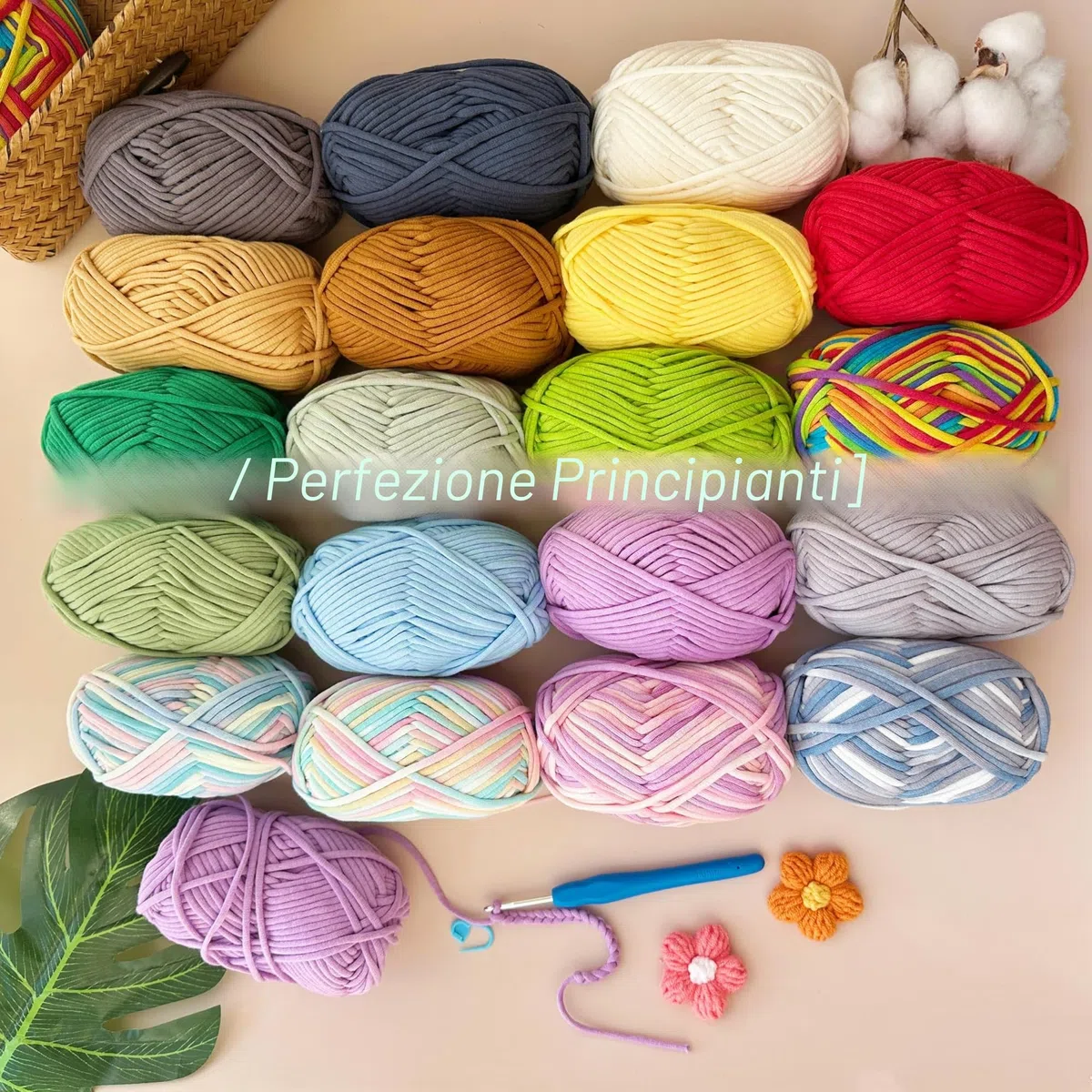 Filato di cotone spesso per uncinetto, 3 x 50 g, per principianti, filato per amigurumi, con uncinetto da 4 mm, kit per uncinetto per principianti, verde avocado