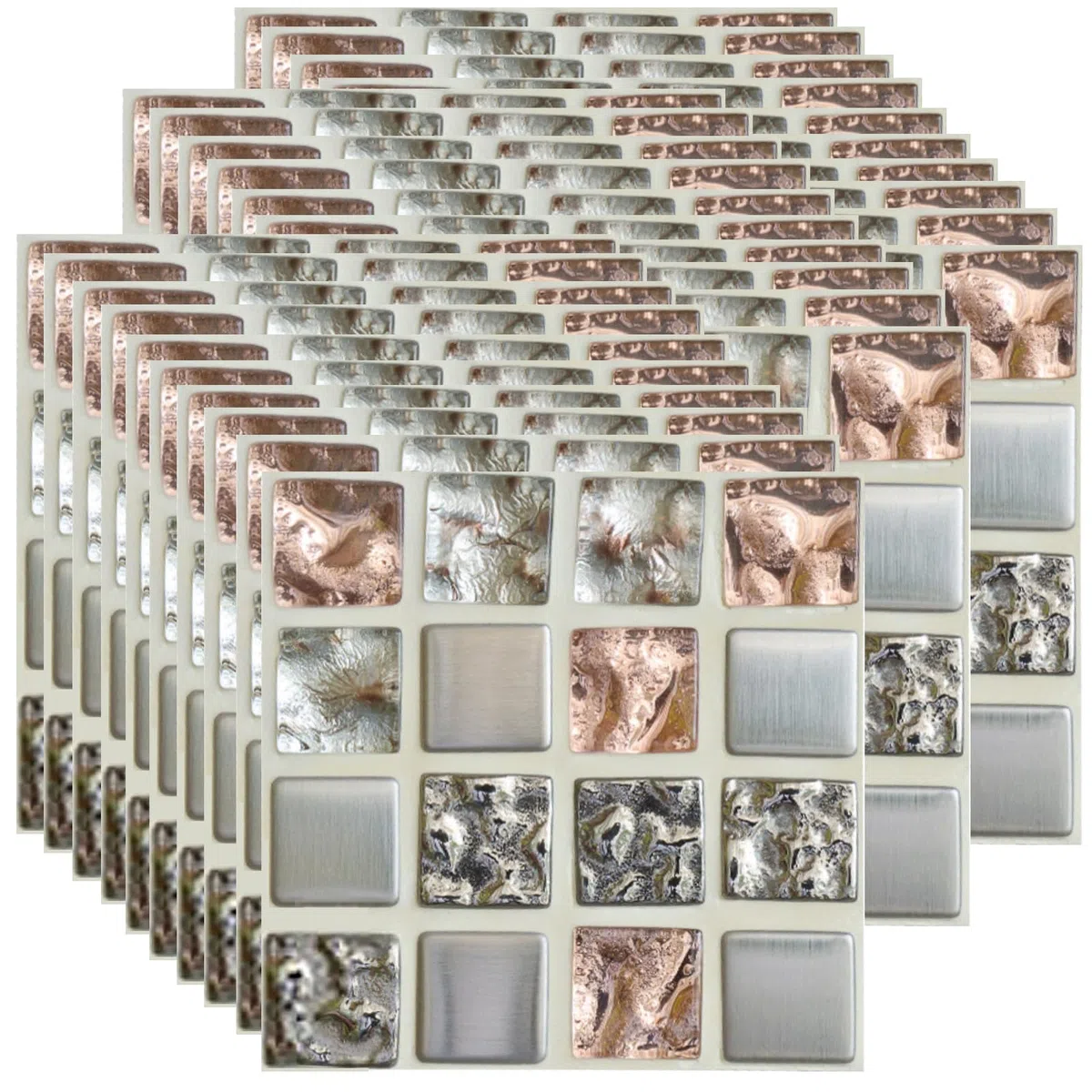 Mosaico Adesivi per Piastrelle, 30 Pezzi Impermeabile Piastrelle Adesive Cucina Bagno Decorazione in PVC, 10x10cm Resistenti ai Graffi e Rimovibili Adesivo Murale (Struttura Bianca)
