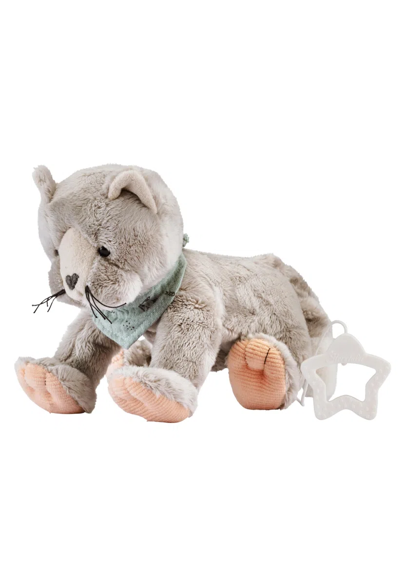 Sterntaler Carillon M Gatto Lilly – Carillon in peluche lavabile con carillon rimovibile Brahms ninna ninna nanna – aiuta ad addormentarsi, calmante a casa e in viaggio, grigio