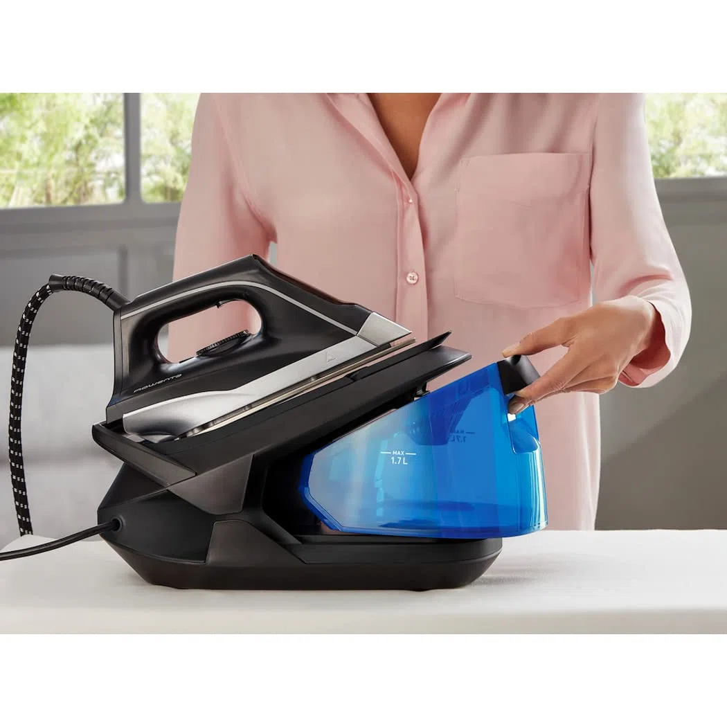 Rowenta Turbosteam Generatore di vapore, Pressione della pompa intensa da 6,5 bar, Getto di vapore da 350 g/min, Serbatoio dell'acqua amovibile da 1,7 litri, Piastra antigraffio, Modalità Eco, VR8320