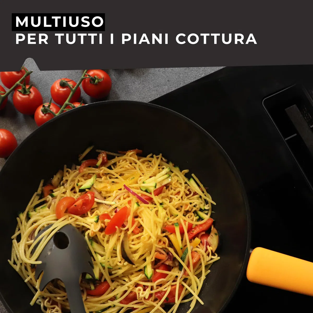 Fackelmann Wok Padella in alluminio forgiato Ø28x8 cm, padella con rivestimento antiaderente, per tutti i piano cottura, induzione, senza PFAS, Linea Soft Collection