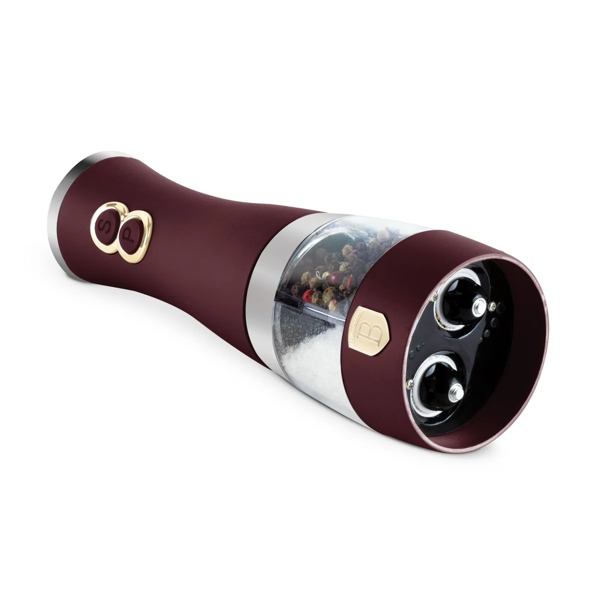 Berlinger Haus Leonardo Collection - Macinapepe elettrico 2 in 1, con macinino in ceramica, 6 batterie AA (non incluse)