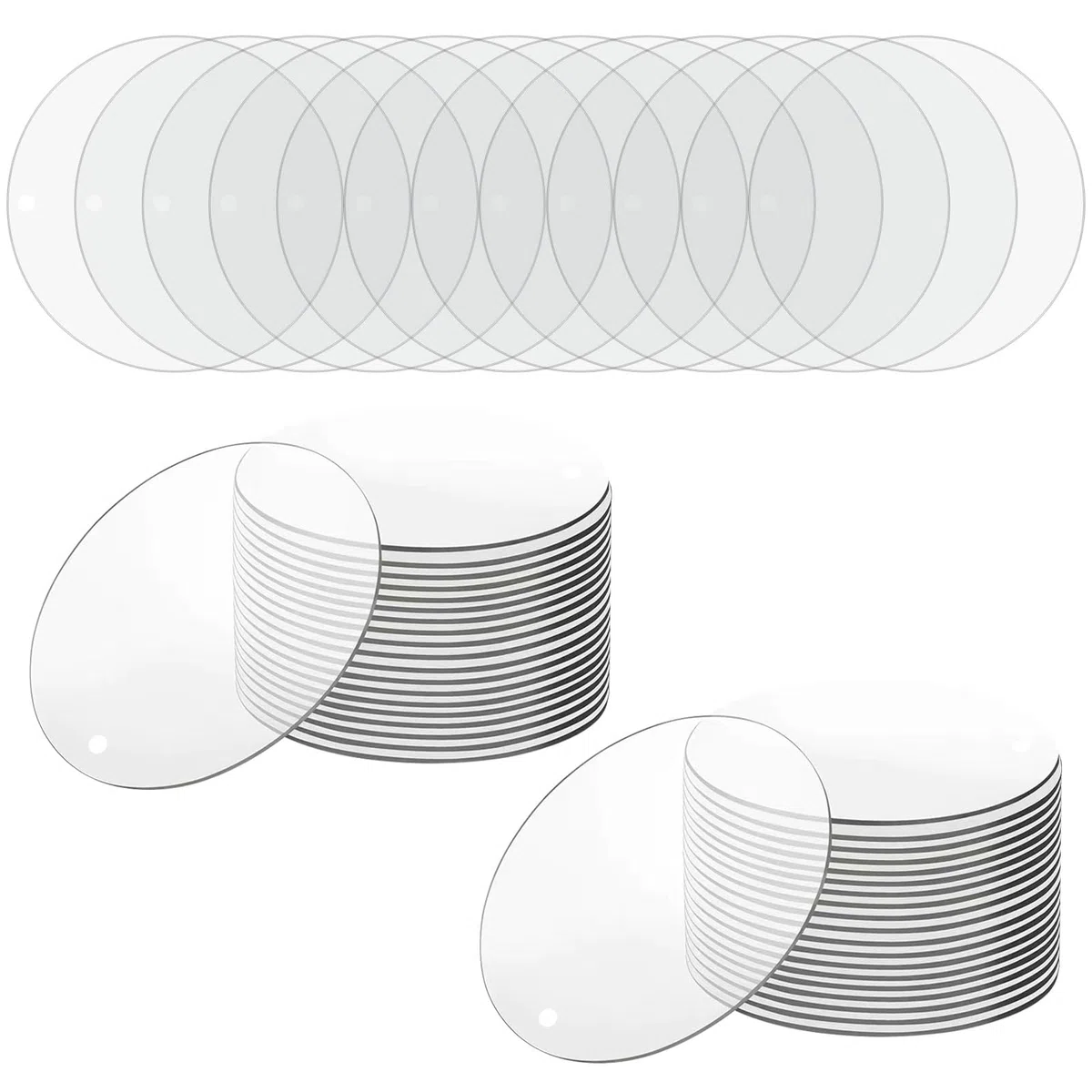 50 Pezzi 6.5cm Fogli Acrilici Trasparenti con Foro Fogli Acrilici Rotondi Trasparenti Pannello Acrilico Rotondo Piatti acrilicis Trasparentis Rotondi per Portachiavi,Pittura,Artigianato DIY