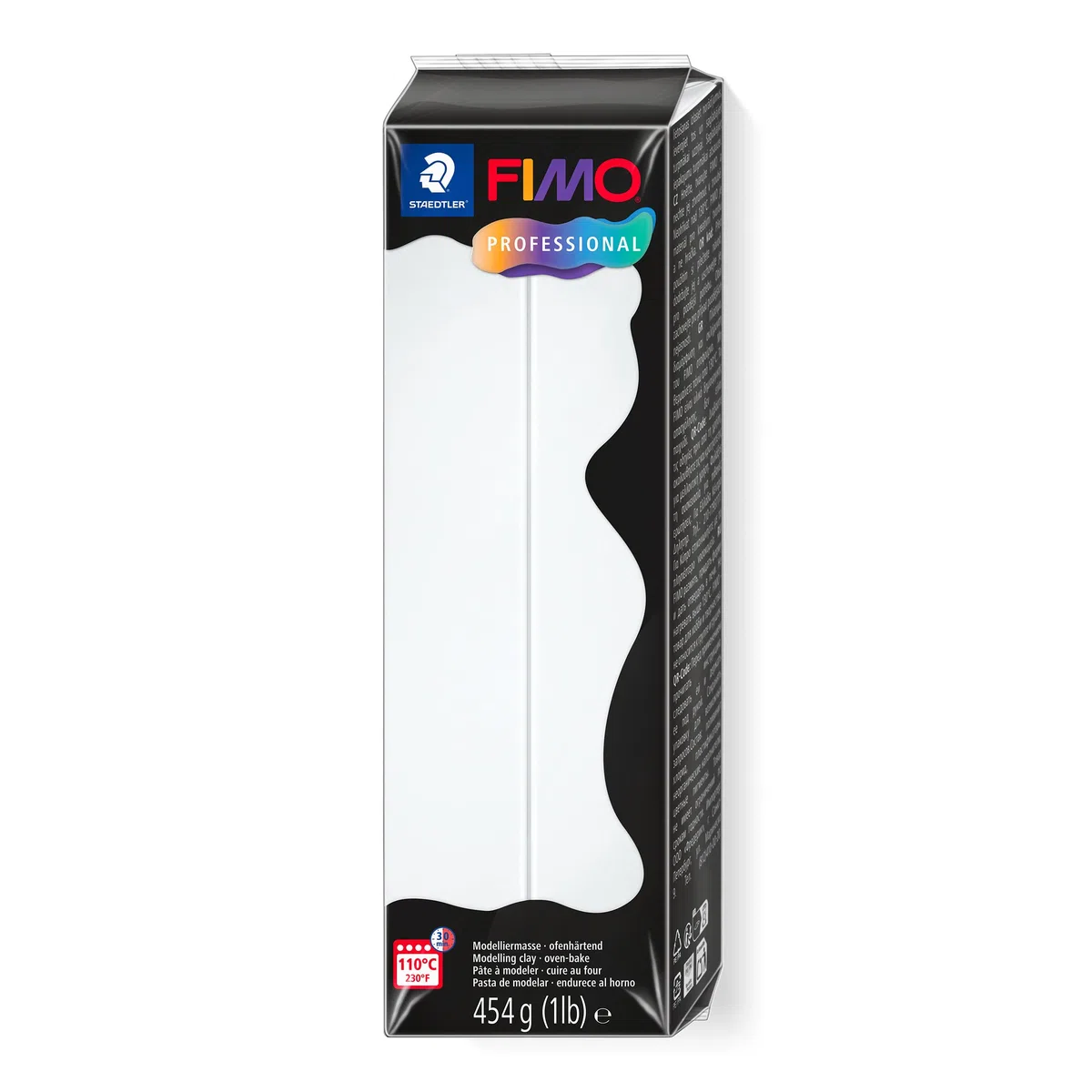 Rayher 34448102 Pasta modellabile termoindurente Fimo Professional, Panetto grande da 454g, colore Bianca
