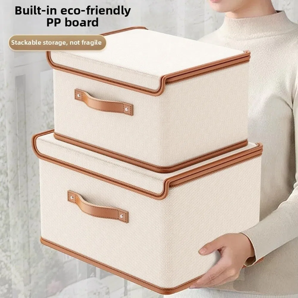 Contenitore in tessuto Oxford con coperchio ribaltabile, per vestiti, trapunte, biancheria e organizzazione della casa, design pieghevole (C)