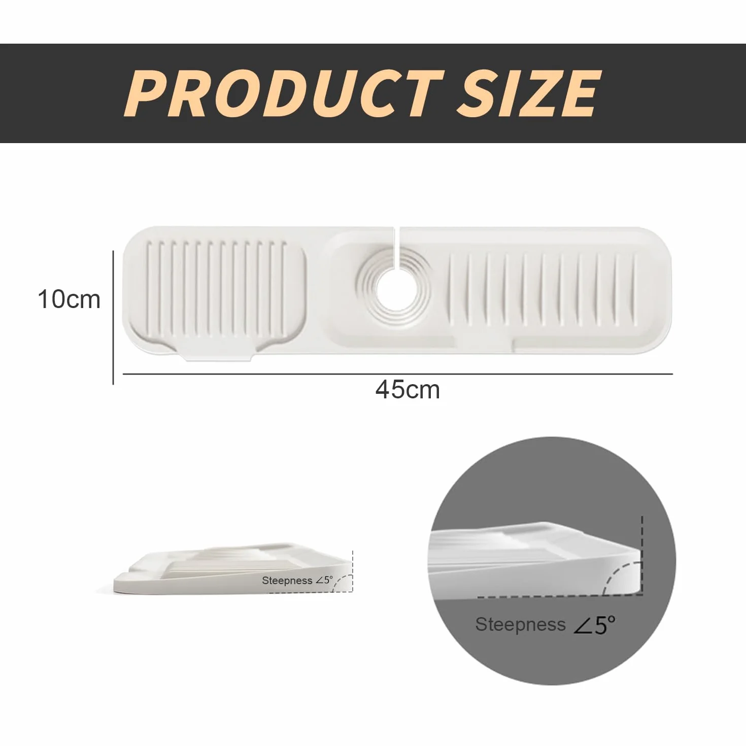 Tappetino Drenante In Silicone, Tappetino Silicone 45 * 10 Cm, Adatto Alla Maggior Parte Dei Rubinetti Tappetino Drenante Per Cucina, Beige Tappetino Drenante In silicone Cucina, 1 Pezzo