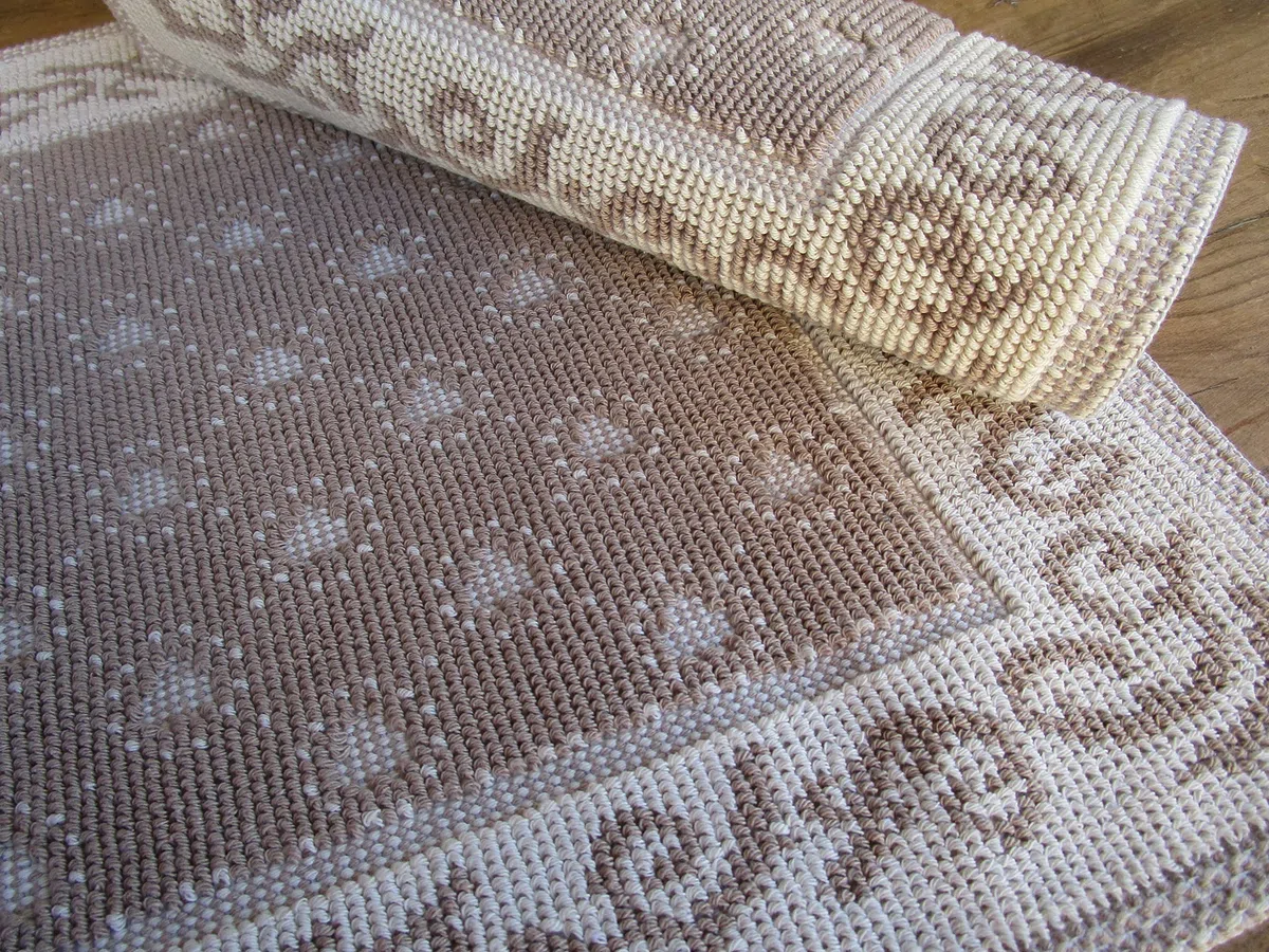 Tappeto...Scendiletto..Parure Tre Pezzi.. Stile SARDO CUORI e RICAMI In Tutte Le Misure..Colori:Grigio+Beige..100% Cotone Antiscivolo (50X80, Beige)