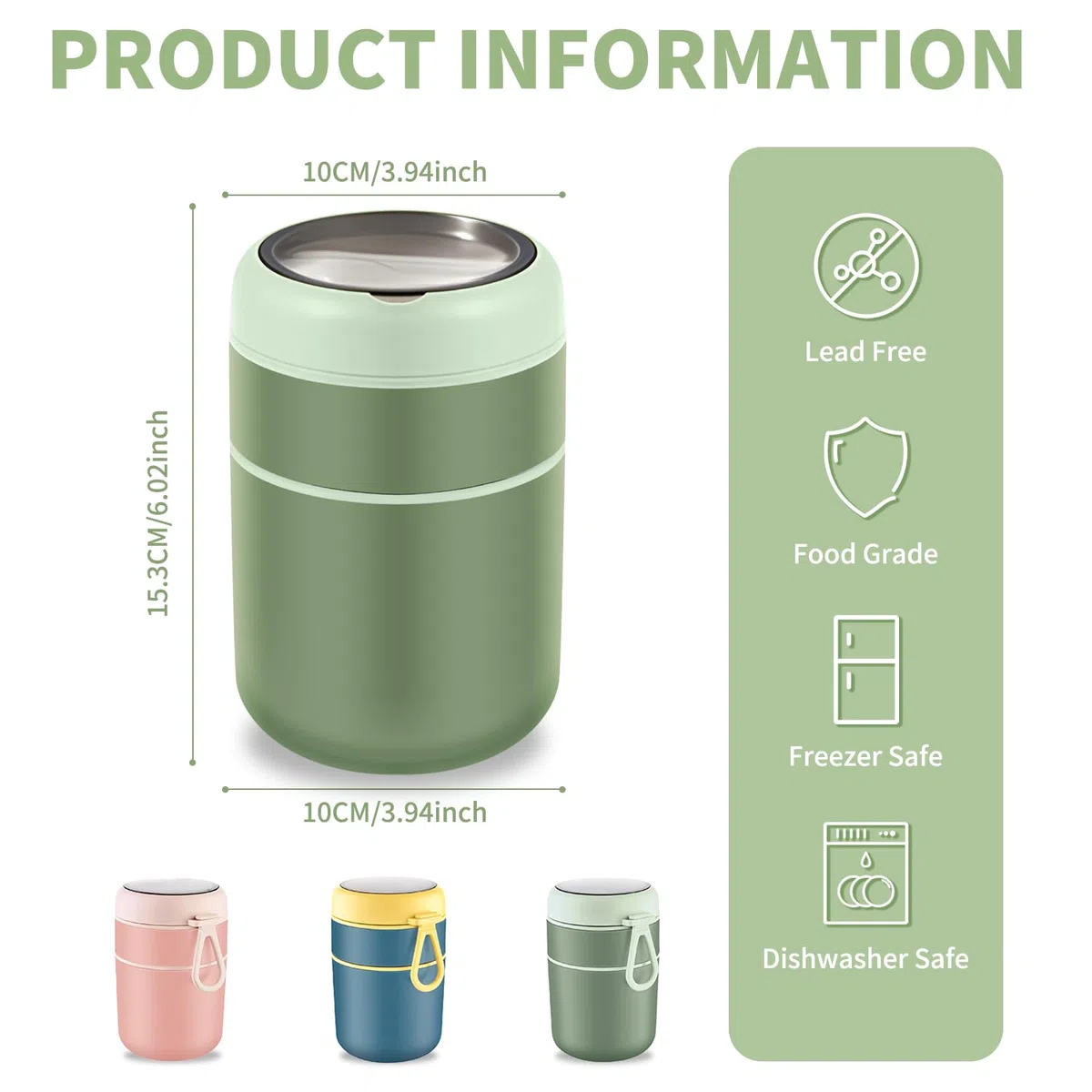 Tazza per Cereali 2 in 1, 600ml+210ml Tazza per Yogurt Portatile, Riutilizzabili Tazza di Muesli To Go per muesli, yogurt, pappe, porridge, avena notturna, gelati e zuppe (Verde)