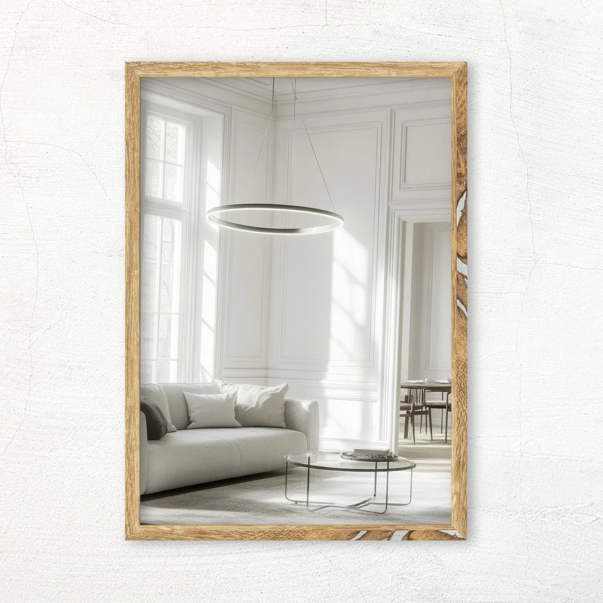 CLAMARO Specchio da parete "VISION" 75x140 cm, specchio a figura intera | Legno di quercia invecchiato | Specchio moderno angolare con cornice in MDF, incl. supporto in metallo e materiale di