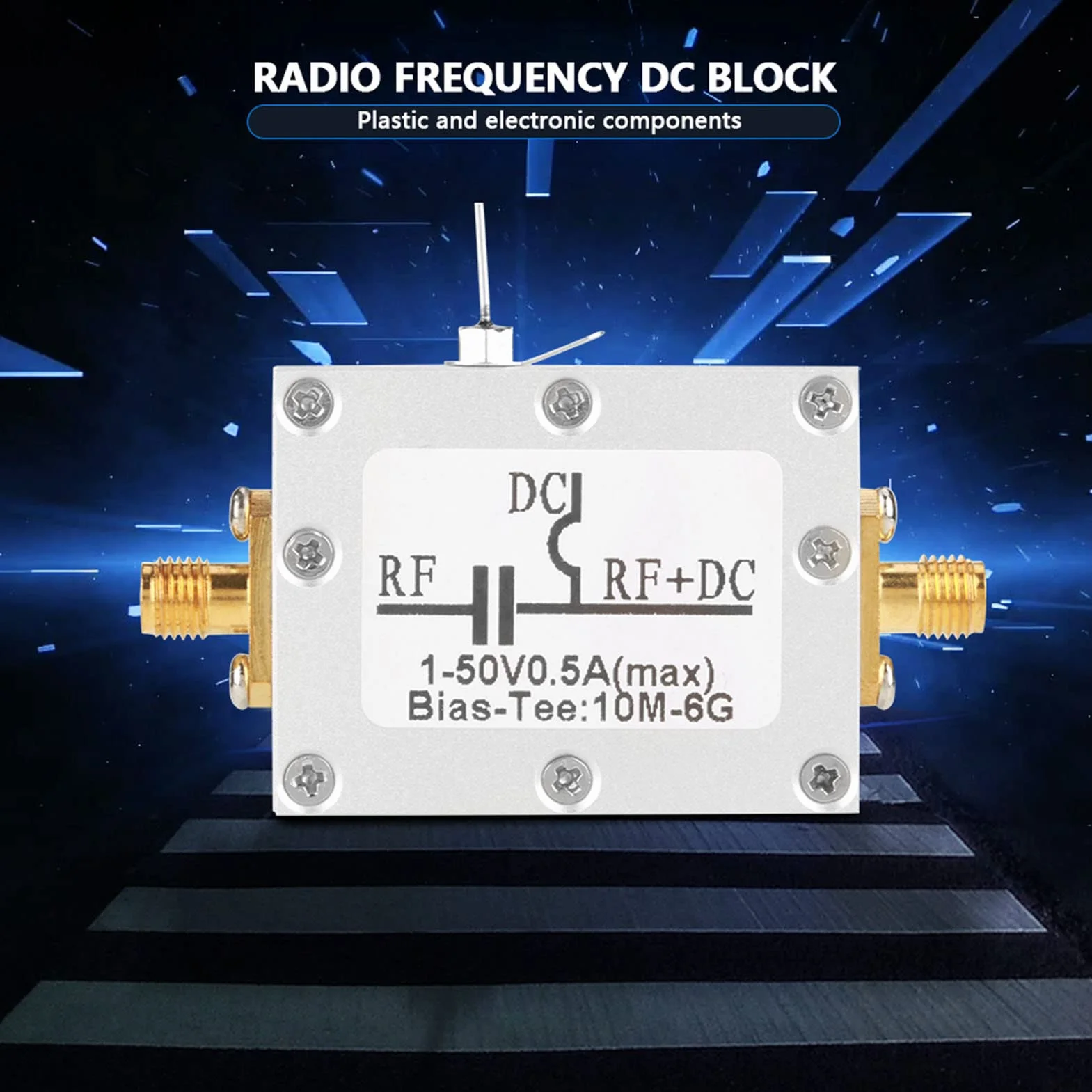 Estink Bias Tee Coassiale RF, 10 MHz-6 GHz, Modulo Banda Larga Alta Frequenza per Microonde, Pretensione RF-Bias T