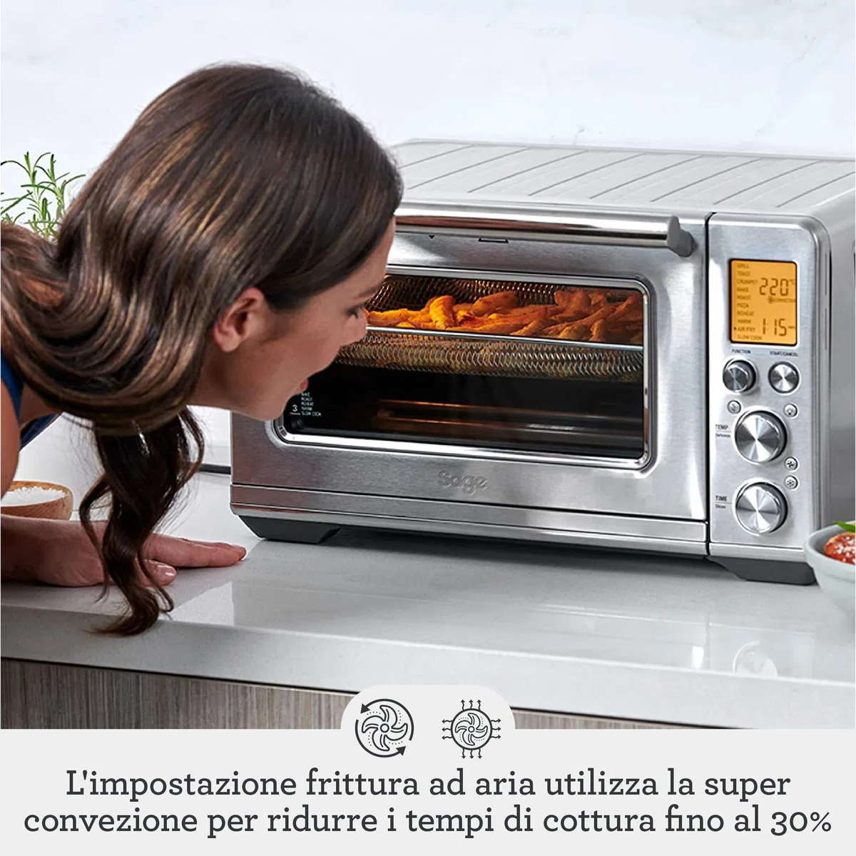 Sage - The Smart Oven Air Fryer - Tosta, Griglia, Cuoce, Arrostisce, Frigge All'Aria, Riscalda e Cuoce Lentamente - Acciaio Inox Spazzolato