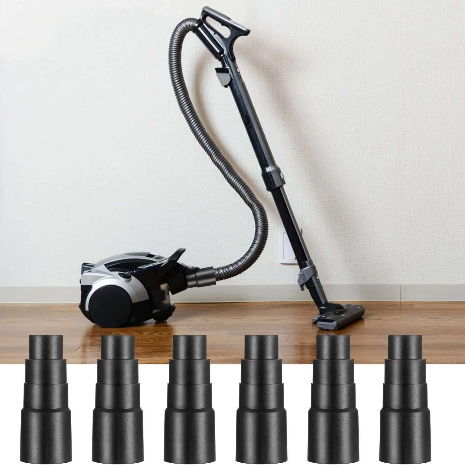 Polivinilcloruro (PVC) 6 Pezzi Adattatore per Aspirapolvere, Aspirapolvere Tubo Adattatore Tubo Aspirazione Aspiratori Adattatore Tubo Connettore Accessori, Nero