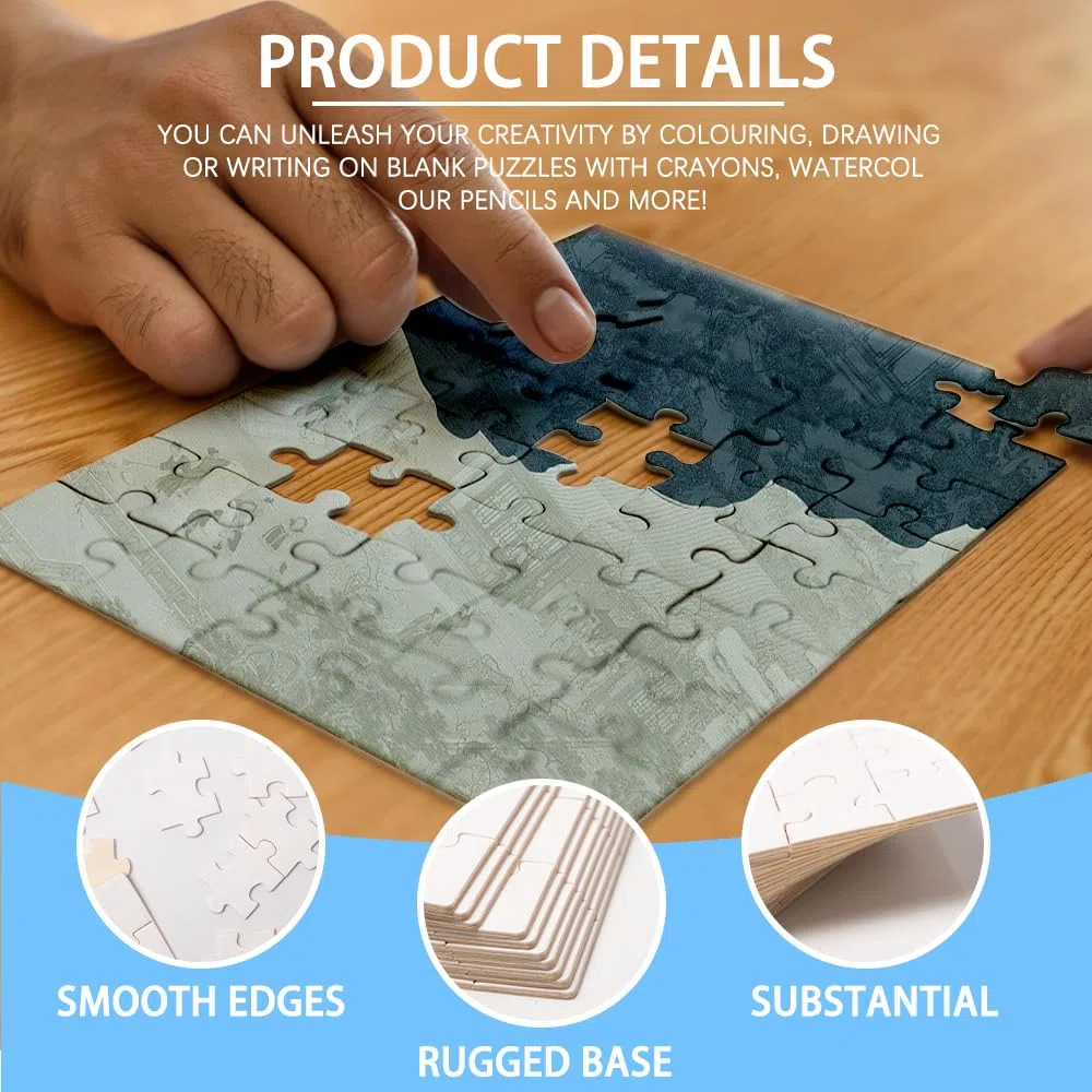 12pcs Puzzle Fai Da Te, 15x10cm Fogli Puzzle Vuoto da Disegnare, Puzzle di Cartone Vuoto, Puzzle Verniciabile per Adulti Progetti Fai da Te (35 pezzi)